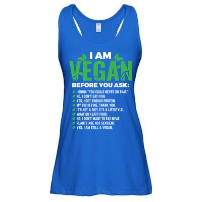 I Am Vegan Before You Ask Veganism Vegetarian Vegan Funny Gift Ladies Essential Flowy Tank