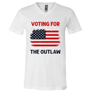 I Am Voting For The Outlaw 2024 Bold Election Statement V-Neck T-Shirt