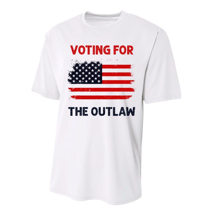 I Am Voting For The Outlaw 2024 Bold Election Statement Performance Sprint T-Shirt