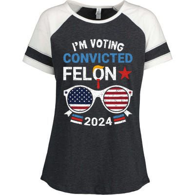 I Am Voting Convicted Felon 2024 Retro 2024 Convicted Felon Enza Ladies Jersey Colorblock Tee