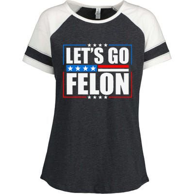 I Am Voting Convicted Felon 2024 Trump Lets Go Felon Enza Ladies Jersey Colorblock Tee