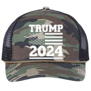 I Am Voting For The Convicted Felon Trump 2024 Usa Flag Front And Back Retro Rope Trucker Hat Cap