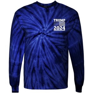 I Am Voting For The Convicted Felon Trump 2024 Usa Flag Front And Back Tie-Dye Long Sleeve Shirt