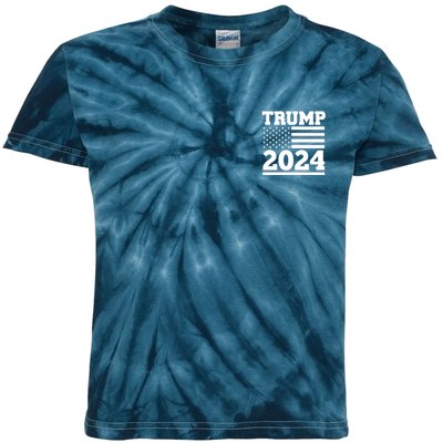 I Am Voting For The Convicted Felon Trump 2024 Usa Flag Front And Back Kids Tie-Dye T-Shirt