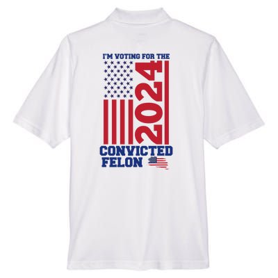 I Am Voting For The Convicted Felon Trump 2024 Usa Flag Front And Back Men's Origin Performance Pique Polo