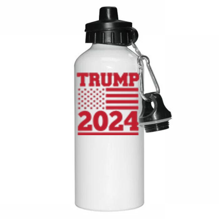 I Am Voting For The Convicted Felon Trump 2024 Usa Flag Front And Back Aluminum Water Bottle