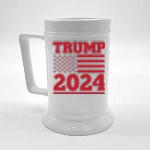 I Am Voting For The Convicted Felon Trump 2024 Usa Flag Front And Back Beer Stein