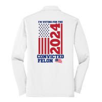 I Am Voting For The Convicted Felon Trump 2024 Usa Flag Front And Back Silk Touch Performance Long Sleeve Polo