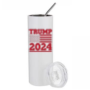 I Am Voting For The Convicted Felon Trump 2024 Usa Flag Front And Back Stainless Steel Tumbler