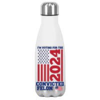 I Am Voting For The Convicted Felon Trump 2024 Usa Flag Front And Back Stainless Steel Insulated Water Bottle