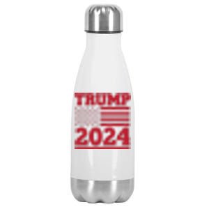 I Am Voting For The Convicted Felon Trump 2024 Usa Flag Front And Back Stainless Steel Insulated Water Bottle