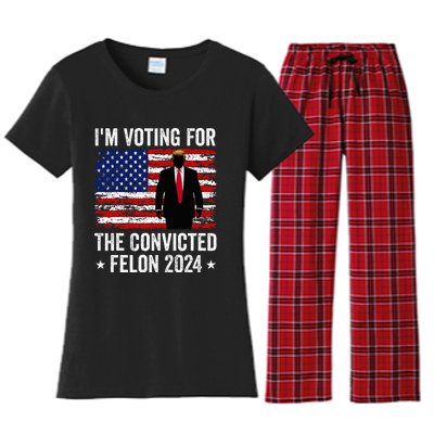 I Am Voting Convicted Felon 2024 Women's Flannel Pajama Set