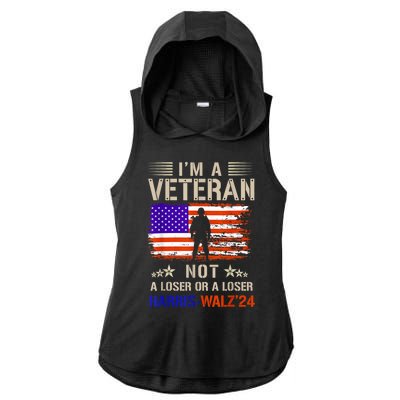 IM A Veteran Not A Sucker Or Loser Anti Trump Gift Ladies PosiCharge Tri-Blend Wicking Draft Hoodie Tank