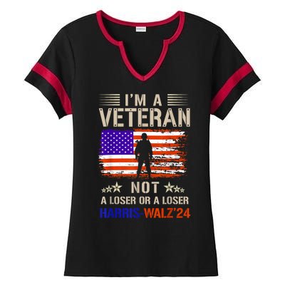 IM A Veteran Not A Sucker Or Loser Anti Trump Gift Ladies Halftime Notch Neck Tee