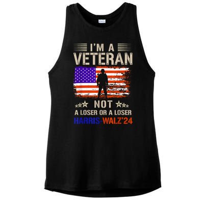 IM A Veteran Not A Sucker Or Loser Anti Trump Gift Ladies PosiCharge Tri-Blend Wicking Tank