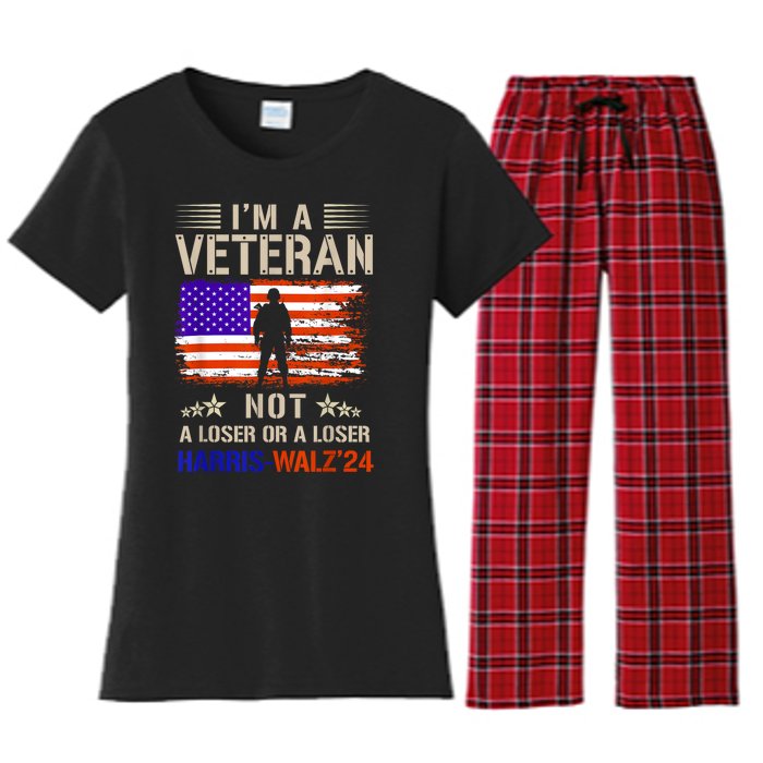 IM A Veteran Not A Sucker Or Loser Anti Trump Gift Women's Flannel Pajama Set