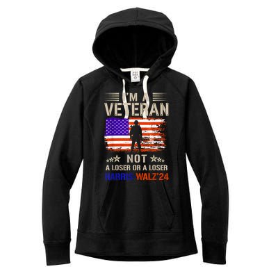 IM A Veteran Not A Sucker Or Loser Anti Trump Gift Women's Fleece Hoodie