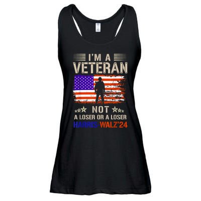 IM A Veteran Not A Sucker Or Loser Anti Trump Gift Ladies Essential Flowy Tank