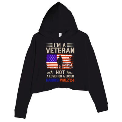 IM A Veteran Not A Sucker Or Loser Anti Trump Gift Crop Fleece Hoodie