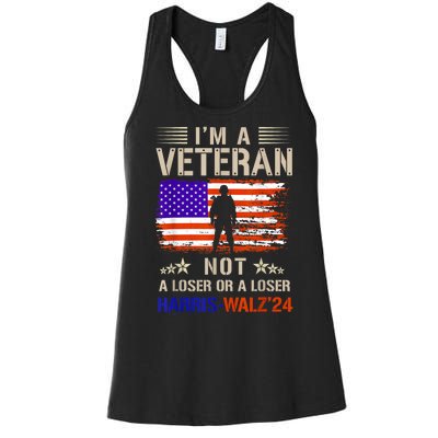 IM A Veteran Not A Sucker Or Loser Anti Trump Gift Women's Racerback Tank