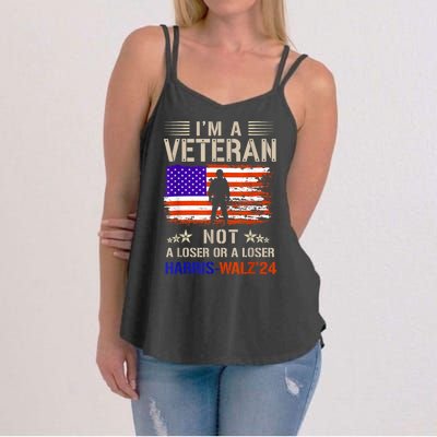 IM A Veteran Not A Sucker Or Loser Anti Trump Gift Women's Strappy Tank