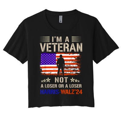 IM A Veteran Not A Sucker Or Loser Anti Trump Gift Women's Crop Top Tee