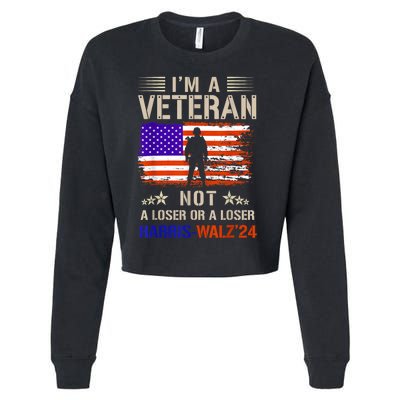 IM A Veteran Not A Sucker Or Loser Anti Trump Gift Cropped Pullover Crew