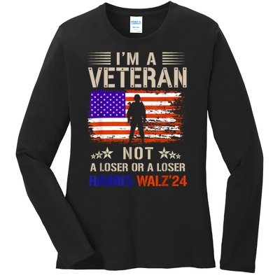 IM A Veteran Not A Sucker Or Loser Anti Trump Gift Ladies Long Sleeve Shirt