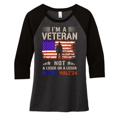 IM A Veteran Not A Sucker Or Loser Anti Trump Gift Women's Tri-Blend 3/4-Sleeve Raglan Shirt