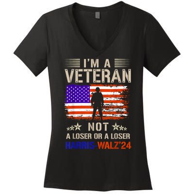 IM A Veteran Not A Sucker Or Loser Anti Trump Gift Women's V-Neck T-Shirt