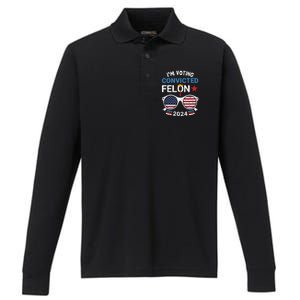 I Am Voting Convicted Felon 2024 Retro 2024 Performance Long Sleeve Polo