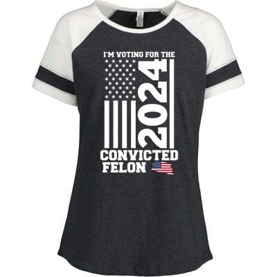 I Am Voting For The Convicted Felon Donald Trump 2024 Usa Flag Enza Ladies Jersey Colorblock Tee