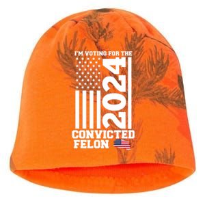 I Am Voting For The Convicted Felon Donald Trump 2024 Usa Flag Kati - Camo Knit Beanie