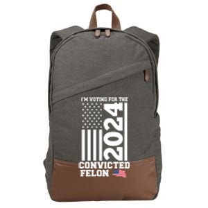 I Am Voting For The Convicted Felon Donald Trump 2024 Usa Flag Cotton Canvas Backpack