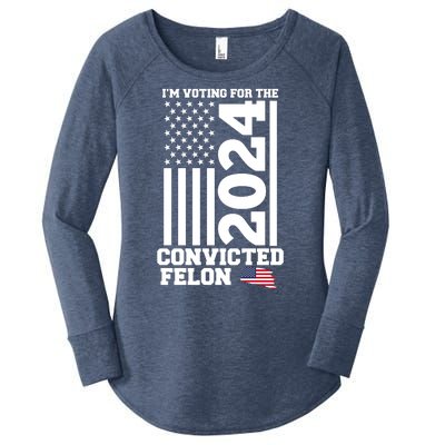 I Am Voting For The Convicted Felon Donald Trump 2024 Usa Flag Women's Perfect Tri Tunic Long Sleeve Shirt