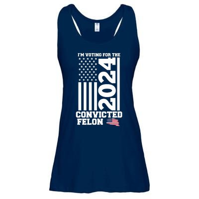 I Am Voting For The Convicted Felon Donald Trump 2024 Usa Flag Ladies Essential Flowy Tank