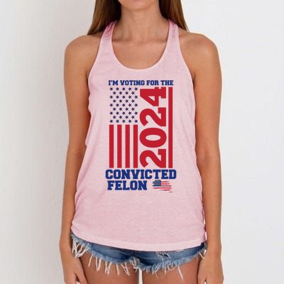 I Am Voting For The Convicted Felon Donald Trump 2024 Usa Flag Women's Knotted Racerback Tank