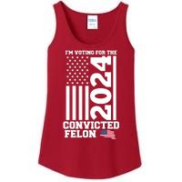 I Am Voting For The Convicted Felon Donald Trump 2024 Usa Flag Ladies Essential Tank