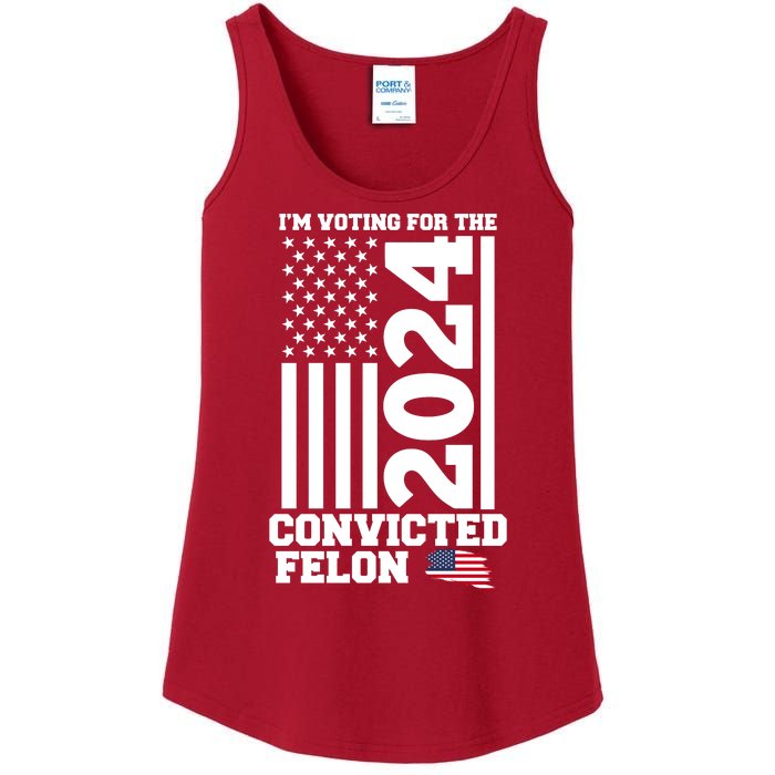 I Am Voting For The Convicted Felon Donald Trump 2024 Usa Flag Ladies Essential Tank