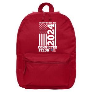 I Am Voting For The Convicted Felon Donald Trump 2024 Usa Flag 16 in Basic Backpack