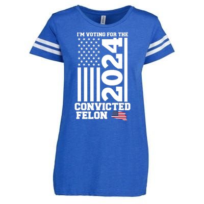 I Am Voting For The Convicted Felon Donald Trump 2024 Usa Flag Enza Ladies Jersey Football T-Shirt