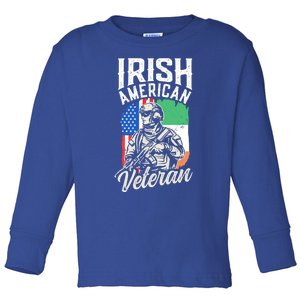 Irish American Veteran Roots Family Ireland Us Usa America Funny Gift Toddler Long Sleeve Shirt