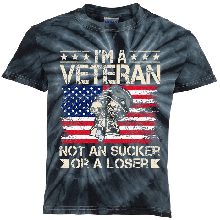 IM A Veteran Not A Sucker Or A Loser Patriotic Kids Tie-Dye T-Shirt