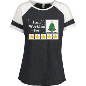 I Am Working For Christmas Break 5 Stars Xmas Tree Enza Ladies Jersey Colorblock Tee