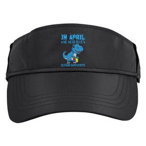 In April We Wear Blue Autism Awareness Month Dinosaur T-Rex Adult Drive Performance Visor