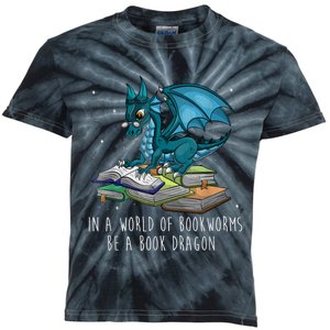 In A World Full Of Bookworms Be A Book Dragon Kids Tie-Dye T-Shirt