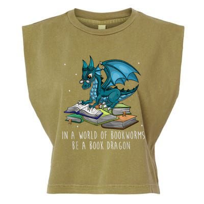 In A World Full Of Bookworms Be A Book Dragon Garment-Dyed Women's Muscle Tee