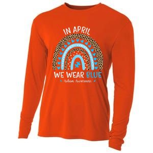 In April We Wear Blue Rainbow Autism Awareness Puzzle Love Cooling Performance Long Sleeve Crew