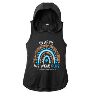 In April We Wear Blue Rainbow Autism Awareness Puzzle Love Ladies PosiCharge Tri-Blend Wicking Draft Hoodie Tank