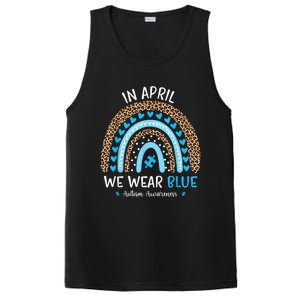 In April We Wear Blue Rainbow Autism Awareness Puzzle Love PosiCharge Competitor Tank